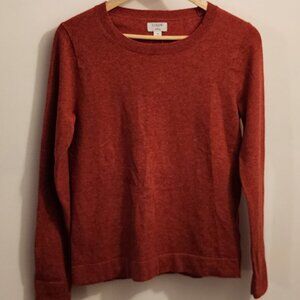 NEW J. Crew Teddie Sweater Cotton Merino Wool Sz Small Red Orange Versatile Cozy